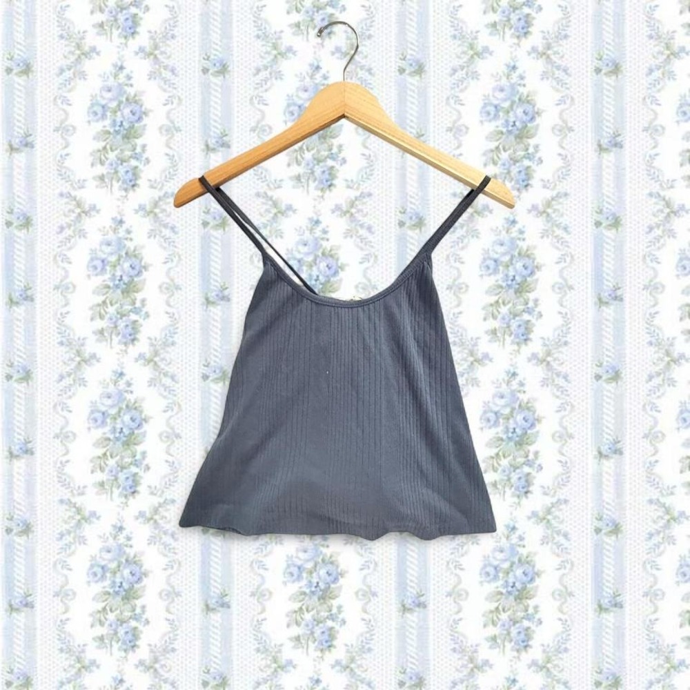 Roxy Women's Small Blue ribbed cami top with cross straps